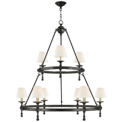 Classic Two-Tier Ring Chandelier- Bronze/ Antique Brass