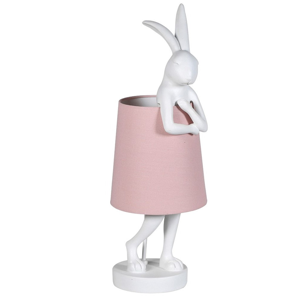 White Rabbit Pink Shade Table Lamp