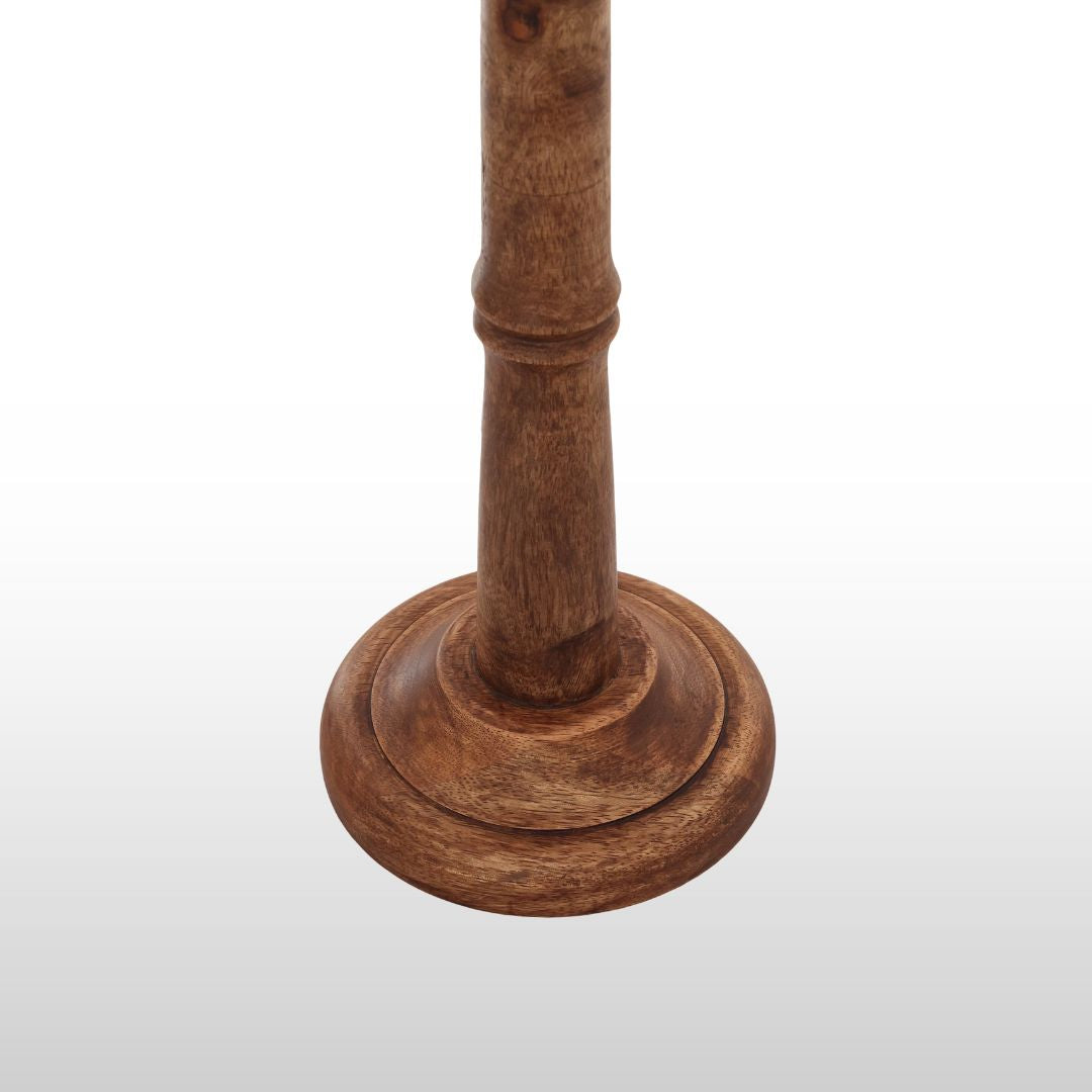 Small Wooden Table Lamp- Neutral Lampshade