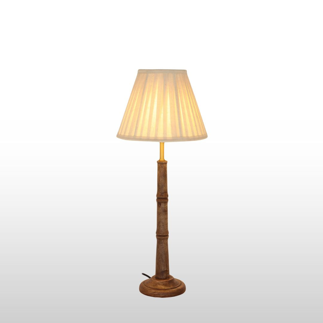 Small Wooden Table Lamp- Neutral Lampshade