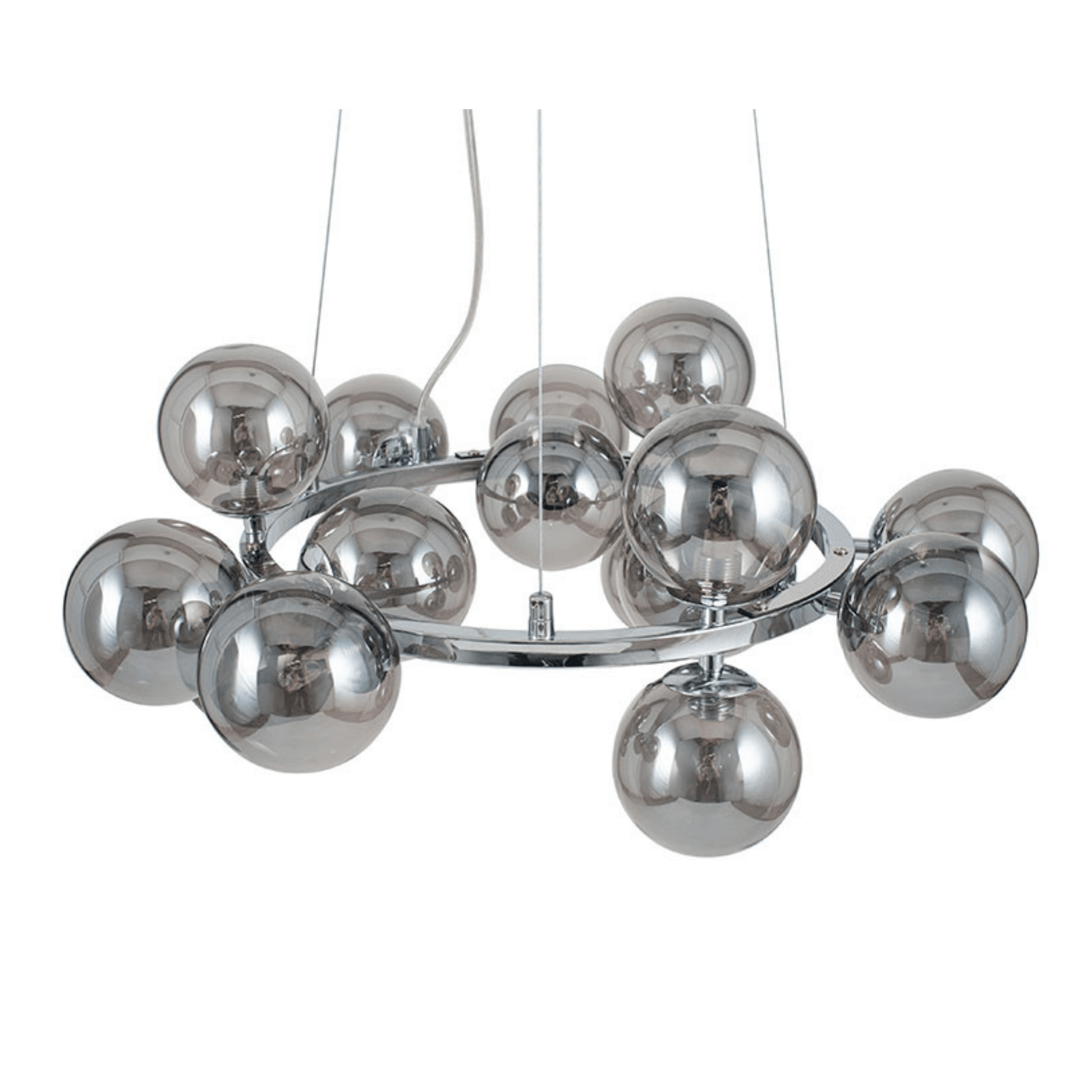 Smoke Glass Ball and Chrome Metal Pendant - Cusack Lighting
