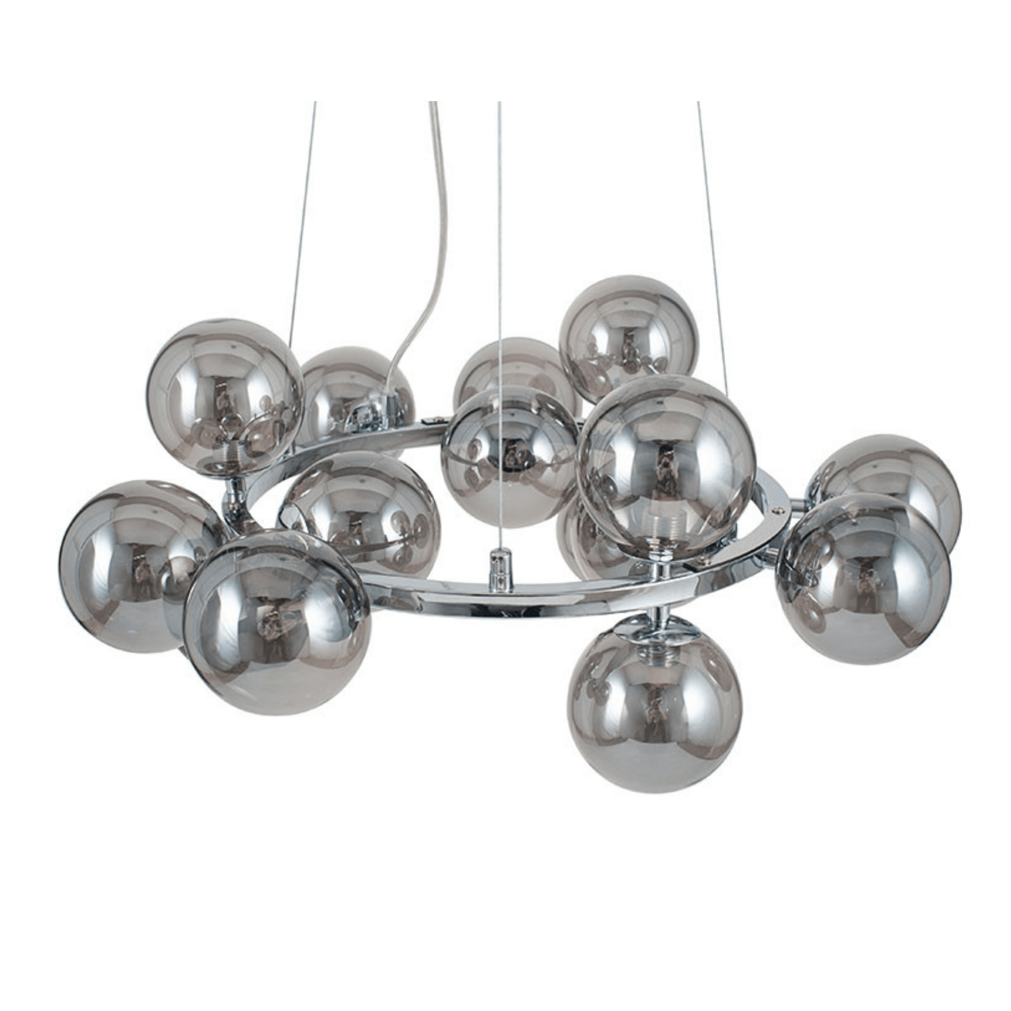 Smoke Glass Ball and Chrome Metal Pendant - Cusack Lighting