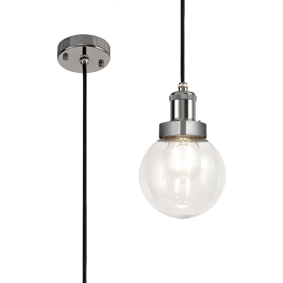 Soiree 15cm Pendant 1 Light E27 IP65 Exterior Titanium Silver/Polished Chrome