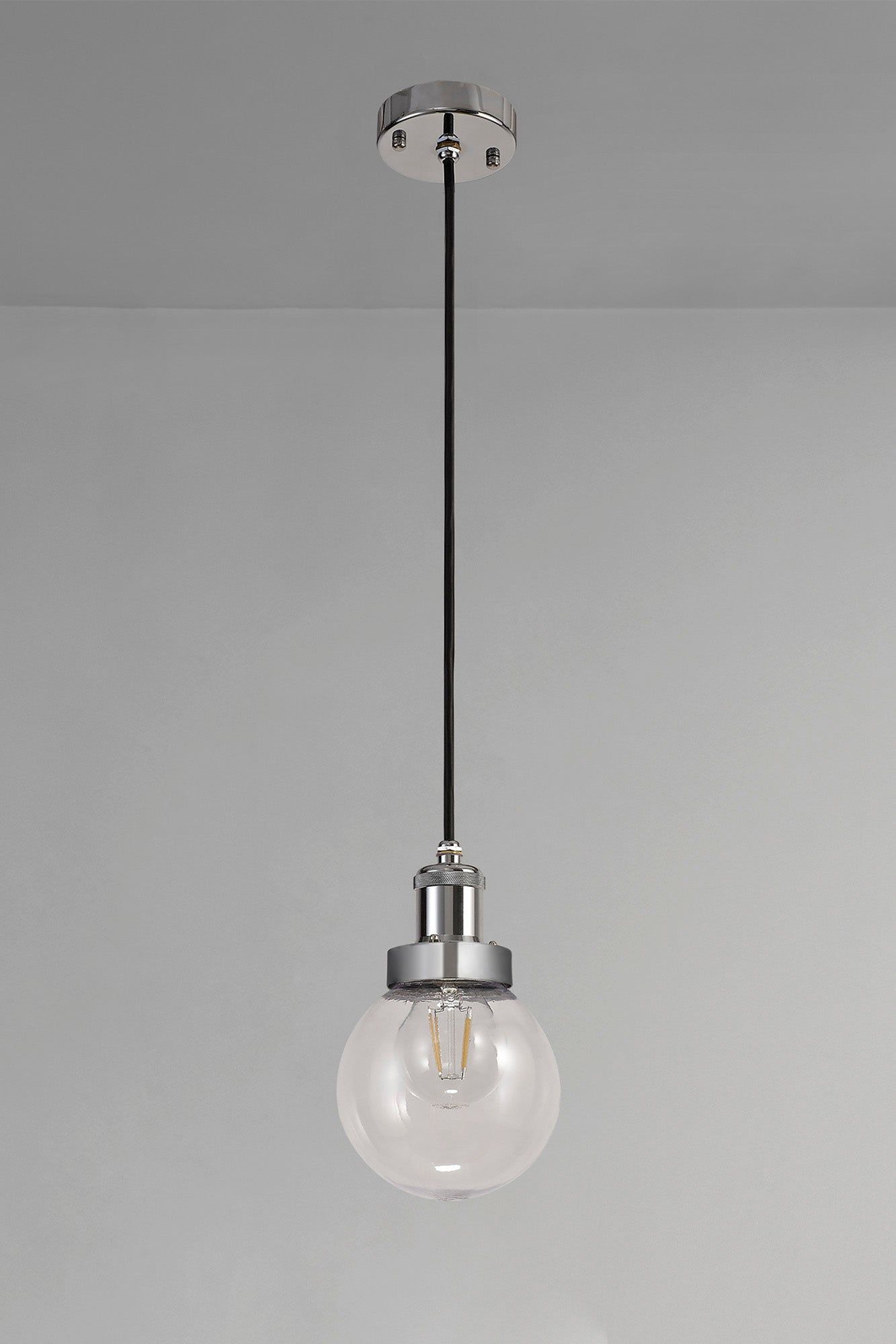 Soiree 15cm Pendant 1 Light E27 IP65 Exterior Titanium Silver/Polished Chrome