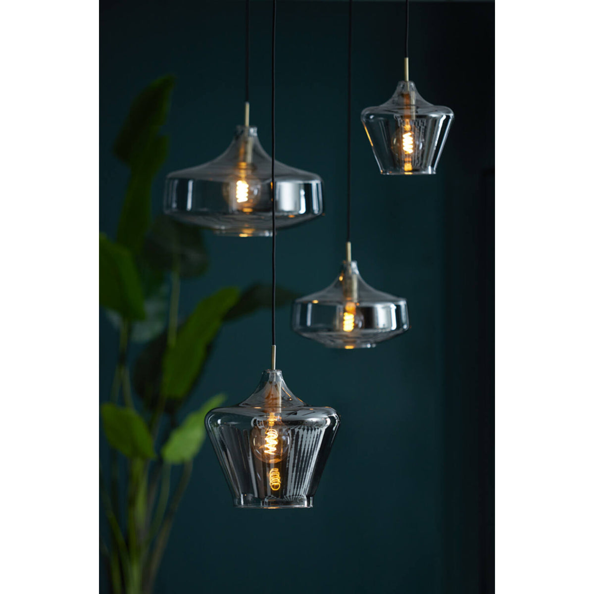 Solly 1Lt Pendant Antique Brass & Smoked Glass