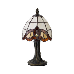 Sonic Tiffany Table Lamp, 1 x E14, Cream/Amber/Clear Crystal Shade