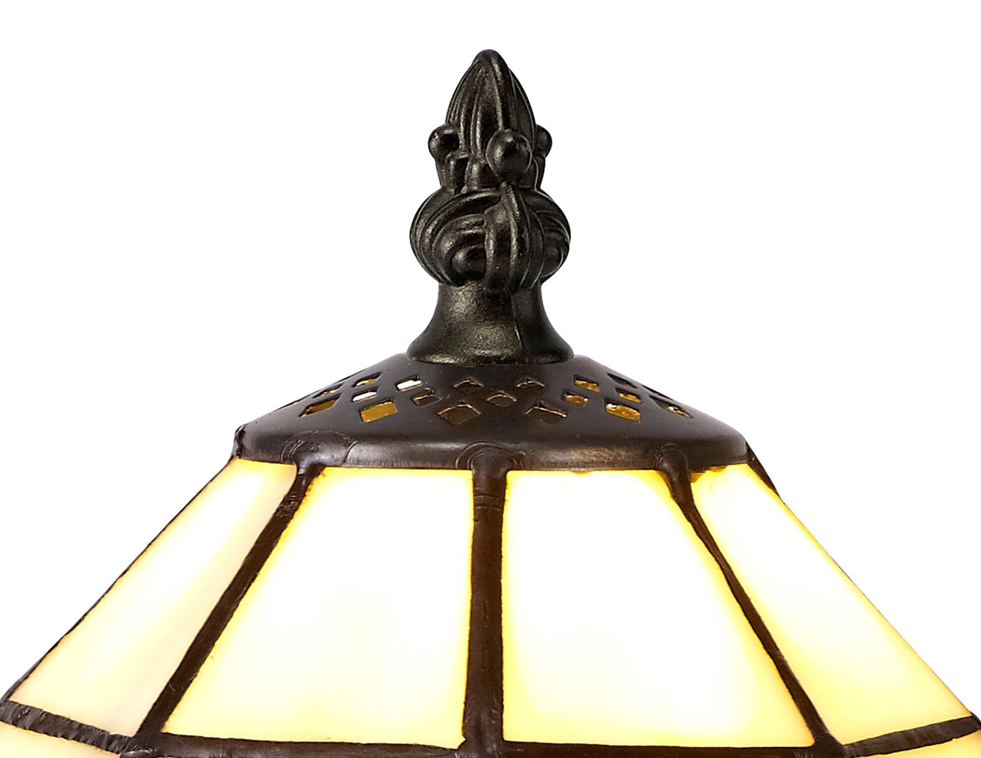 Sonic Tiffany Table Lamp, 1 x E14, Cream/Amber/Clear Crystal Shade