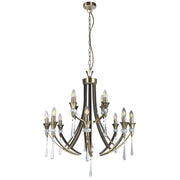 Sophia 12 Light Crystal Ceiling Light - Antique Brass   Finish