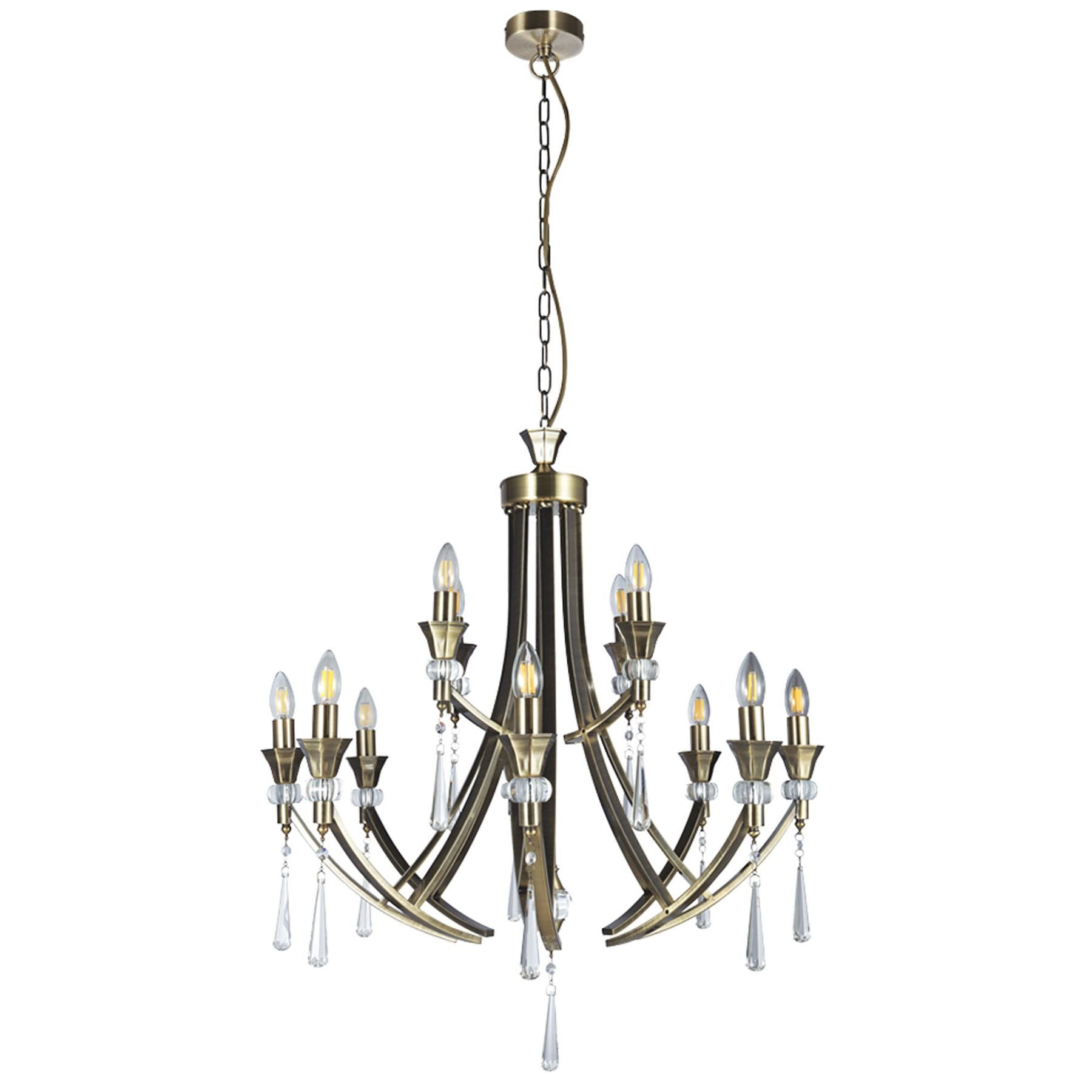 Sophia 12 Light Crystal Ceiling Light - Antique Brass   Finish