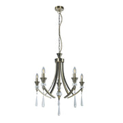Sophia 5 Light Crystal Ceiling Light - Antique Brass  Finish
