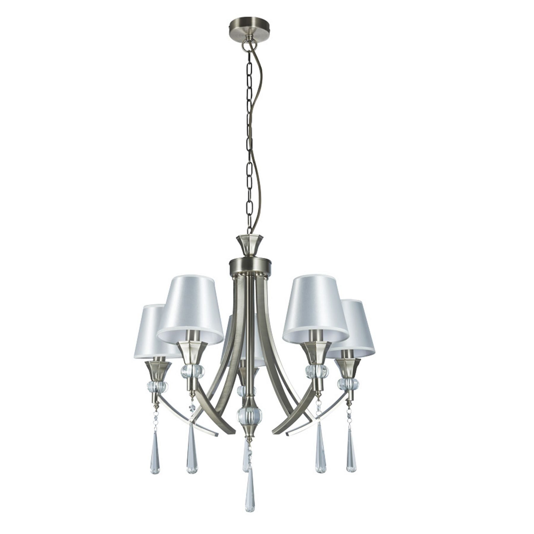 Sophia 5 Light Crystal Ceiling Light - Satin Chrome Finish