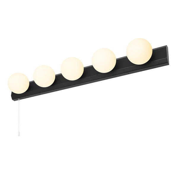 Hollywood 5 Light Wall Light in Matt Black/Satin Brass Finish