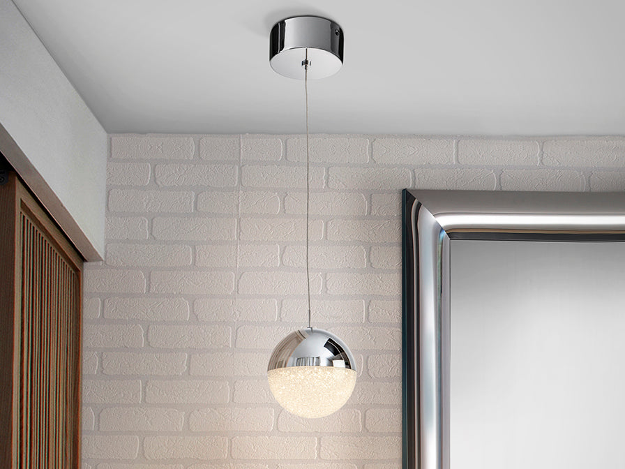 Sphere Single LED Pendant, Brass/Chrome Finish - Small / Large