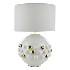 Sphere Table Lamp Gloss White & Gold With Shade