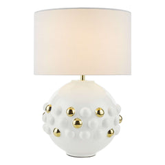 Sphere Table Lamp Gloss White & Gold With Shade