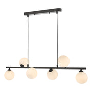 Spiral 6 Light Bar Pendant Matt Black/Polished Chrome-Finish Smoked/Opal-Glass - Cusack Lighting