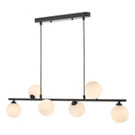 Spiral 6 Light Bar Pendant Matt Black/Polished Chrome-Finish Smoked/Opal-Glass - Cusack Lighting