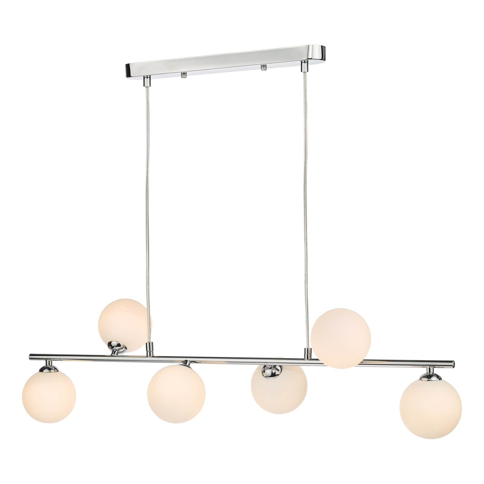 Spiral 6 Light Bar Pendant Matt Black/Polished Chrome-Finish Smoked/Opal-Glass - Cusack Lighting