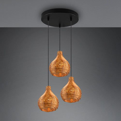 Sprout 3Lt Cluster Ceiling Light - Natural  Rattan Finish