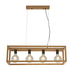 Square  4Lt Kitchen Light  - Natural Wood & Black Metal