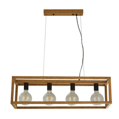 Square  4Lt Kitchen Light  - Natural Wood & Black Metal