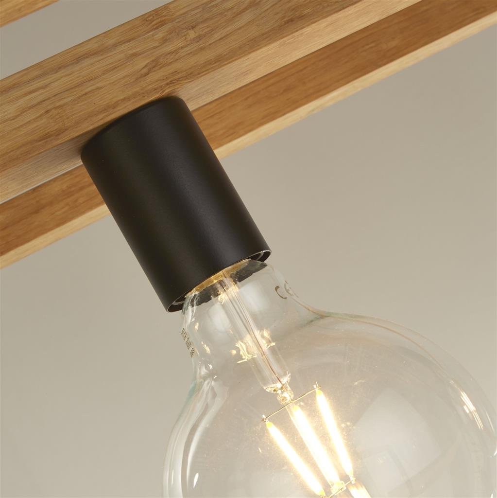 Square  4Lt Kitchen Light  - Natural Wood & Black Metal