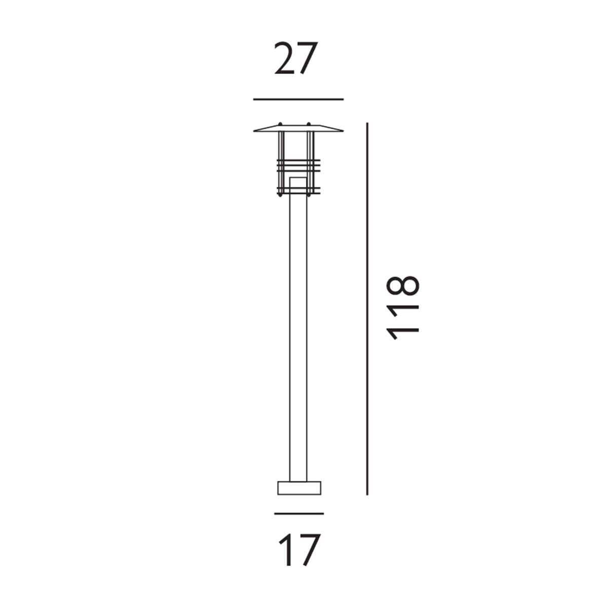 Stockholm 1/3Lt Pillar - Black/Galvanised IP54 E27