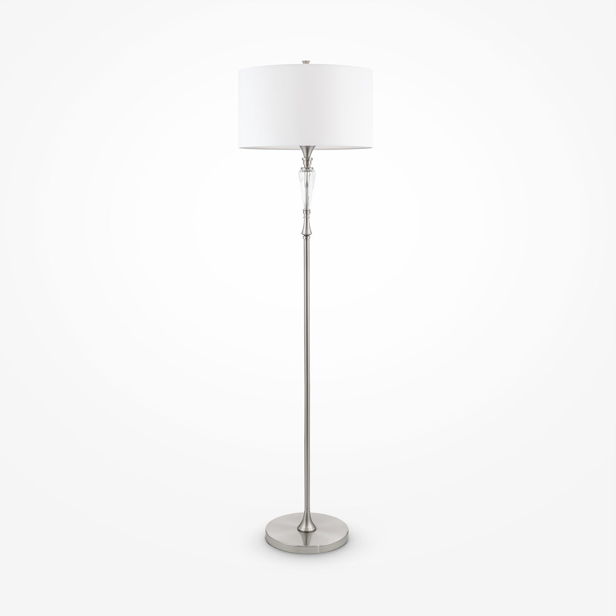 Alicante Floor lamp E27 - Nickel & White Finish