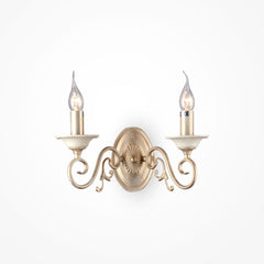 Perla Indoor Double Wall Light - Cream With Gold Finish