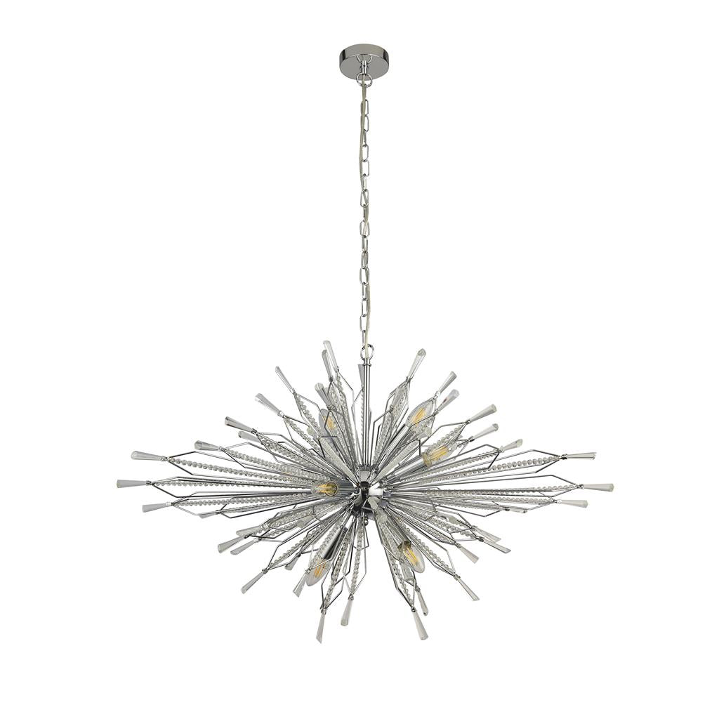 Starburst 8/10Lt Ceiling Crystal Ceiling Light - Chrome & Glass
