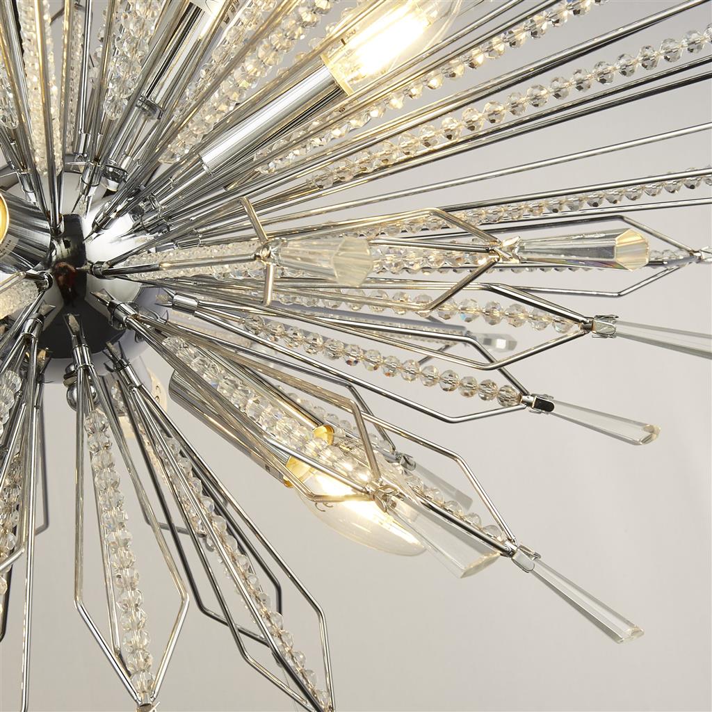 Starburst 8/10Lt Ceiling Crystal Ceiling Light - Chrome & Glass