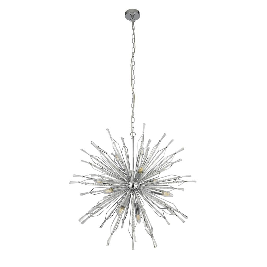 Starburst 8/10Lt Ceiling Crystal Ceiling Light - Chrome & Glass