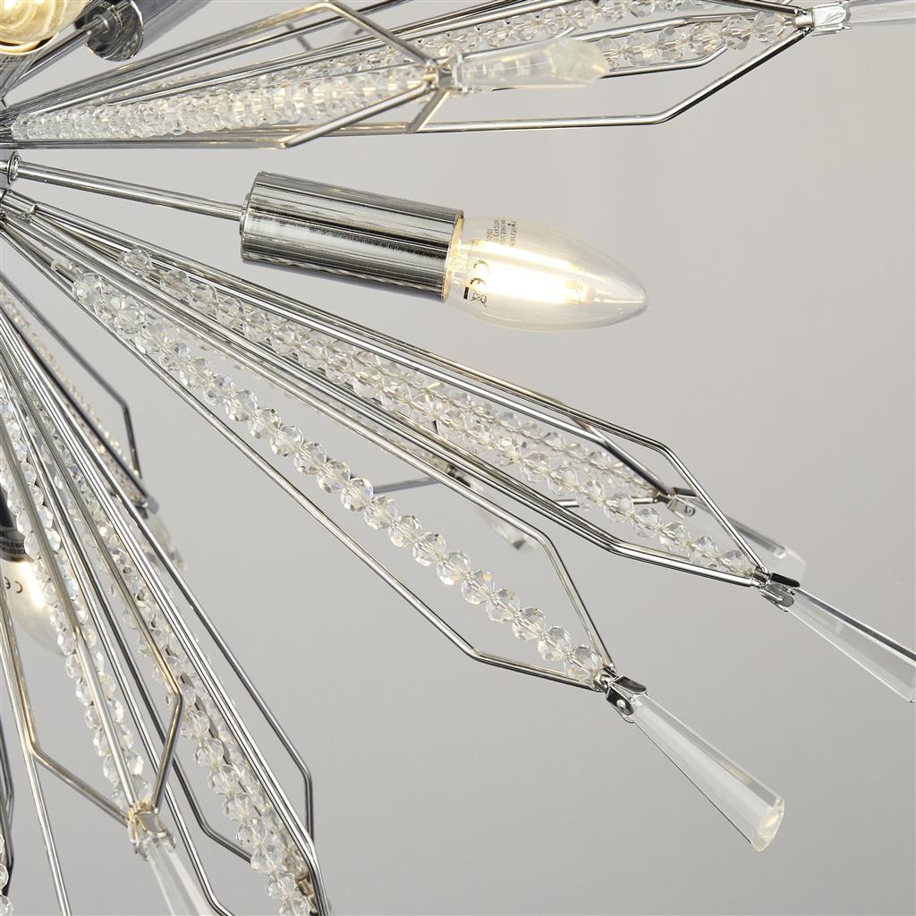 Starburst 8/10Lt Ceiling Crystal Ceiling Light - Chrome & Glass