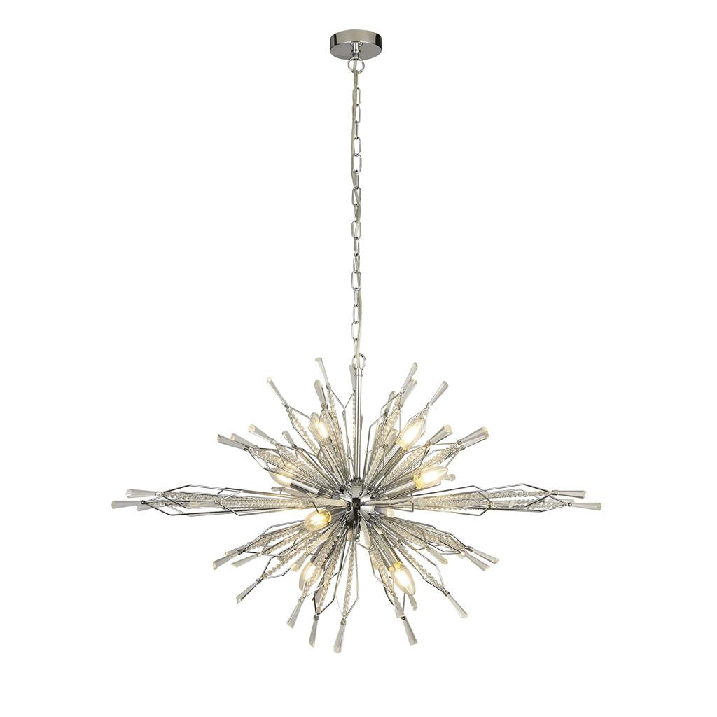 Starburst 8/10Lt Ceiling Crystal Ceiling Light - Chrome & Glass