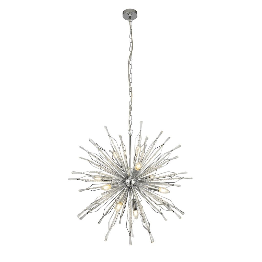 Starburst 8/10Lt Ceiling Crystal Ceiling Light - Chrome & Glass