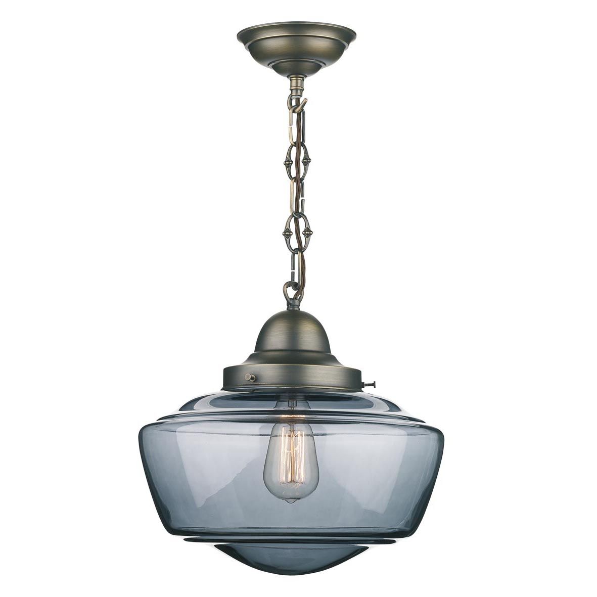 Stowe single pendant in antique brass/Satin Chrome with clear/Opal/Smoked Glass