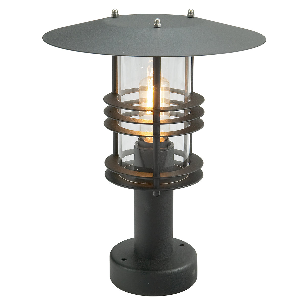 Stockholm 1 Light Pedestal - Black/Galvanised Finish - Cusack Lighting