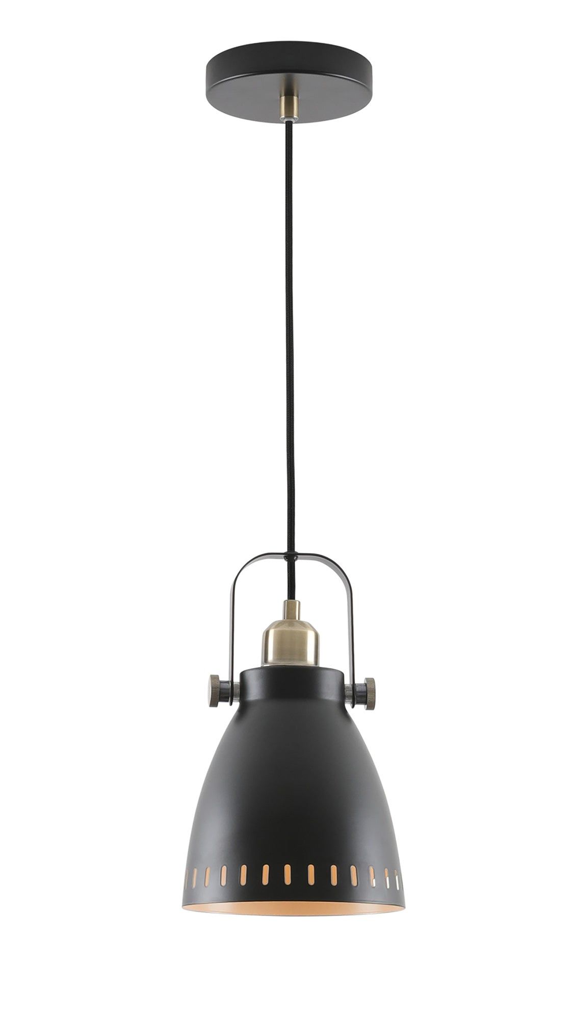 Stoke Small/Medium/Large Pendant, 1 x E27, Matt Black/Antique Brass/Khaki