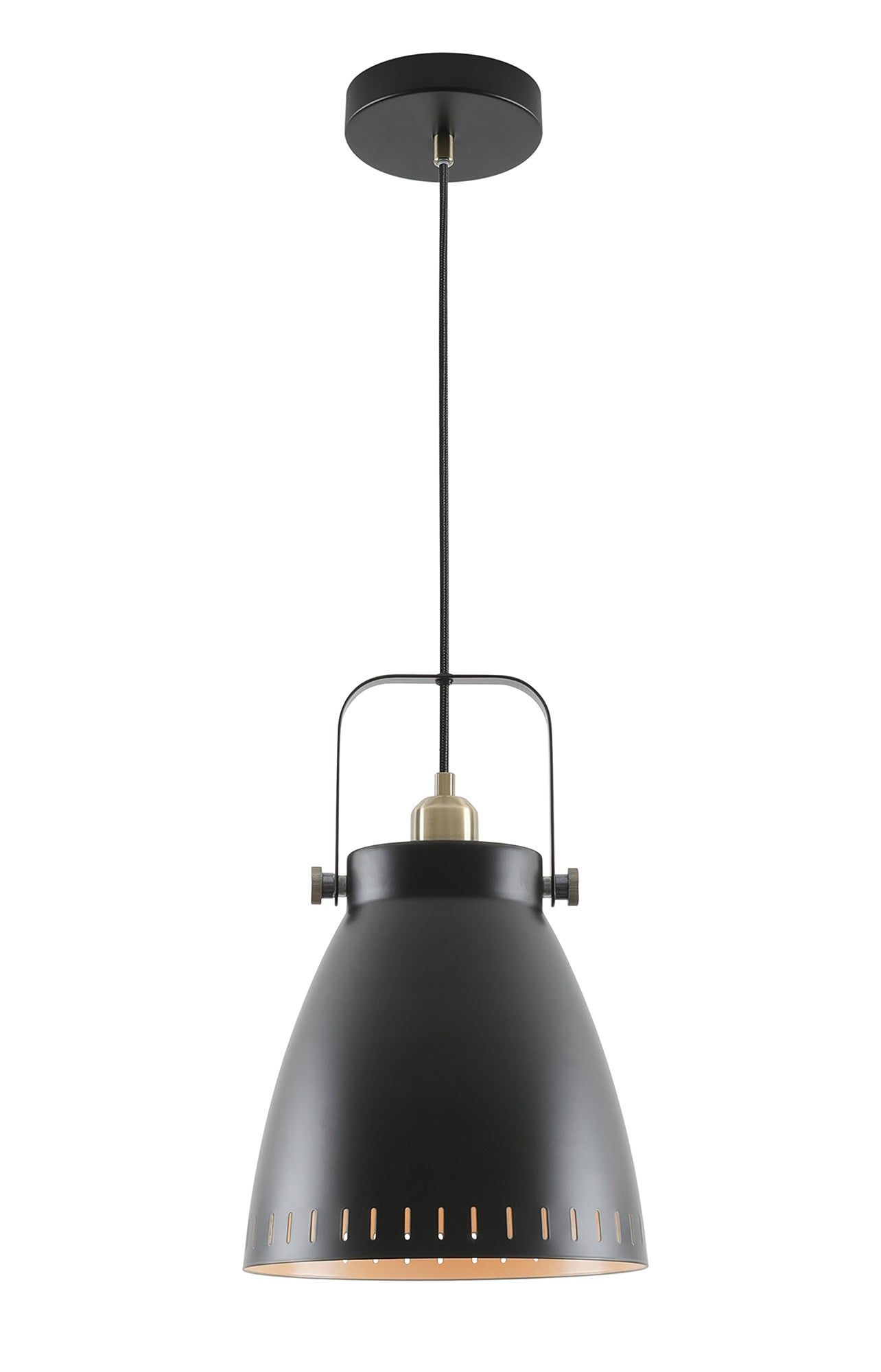 Stoke Small/Medium/Large Pendant, 1 x E27, Matt Black/Antique Brass/Khaki