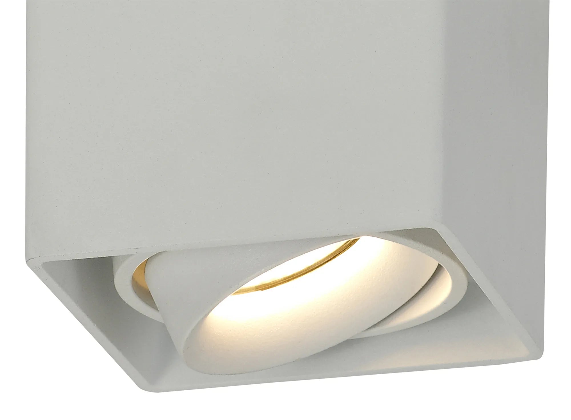 Stom Adjustable Square Spotlight, 1/2 Light GU10, Sand White/ Black Finish