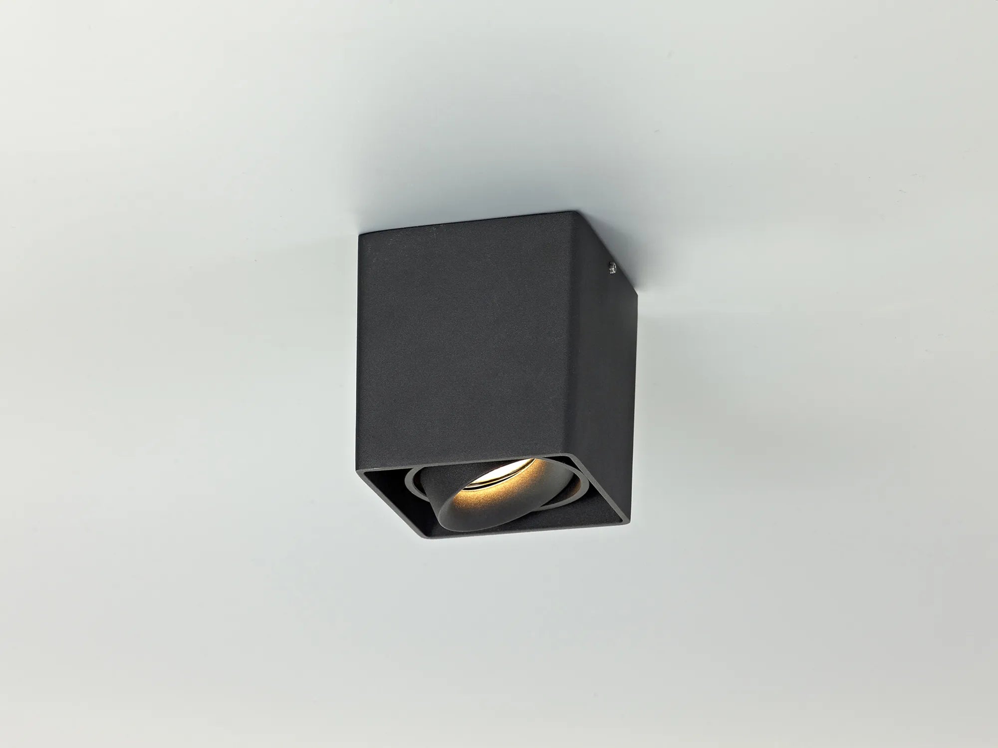 Stom Adjustable Square Spotlight, 1/2 Light GU10, Sand White/ Black Finish