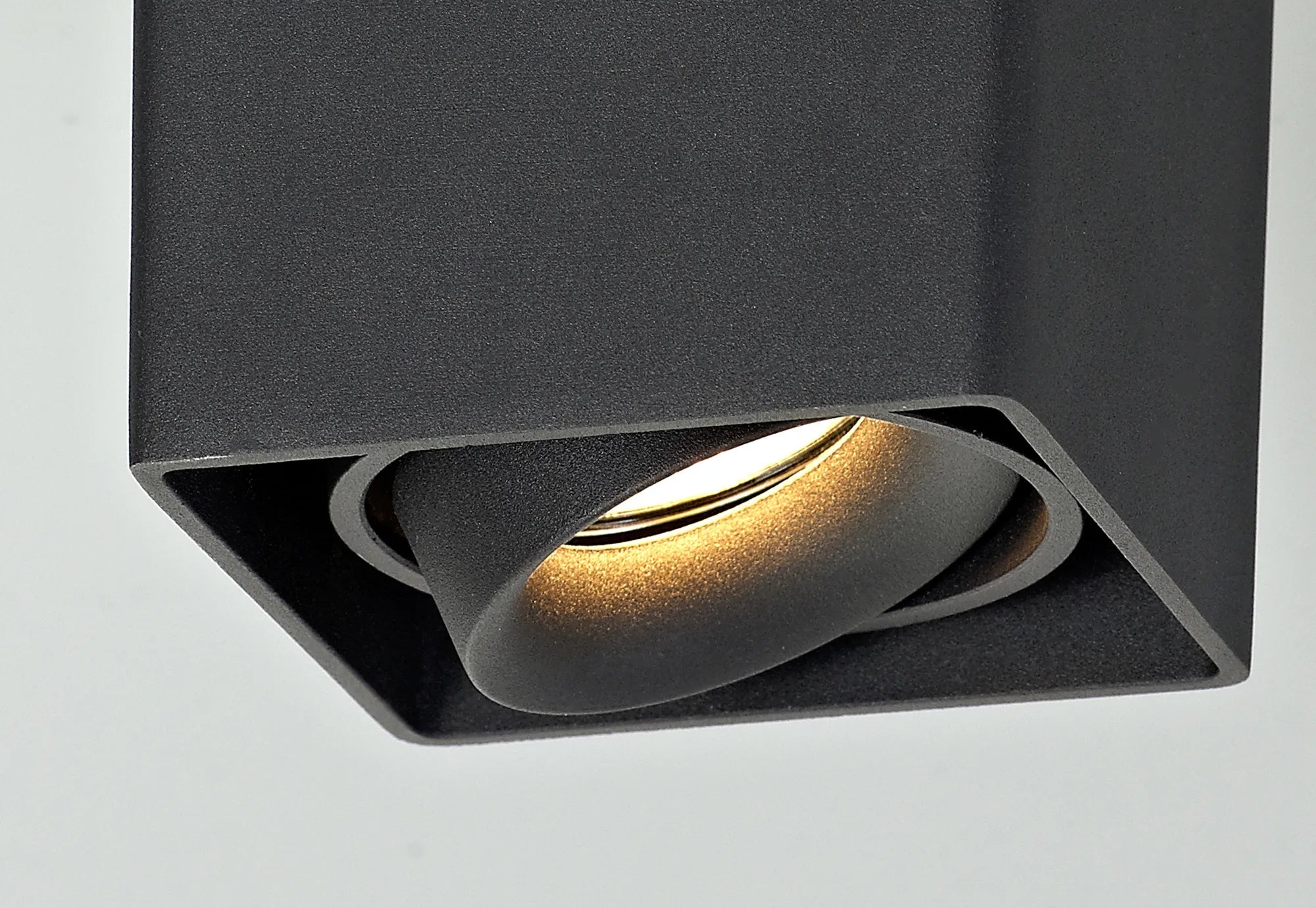 Stom Adjustable Square Spotlight, 1/2 Light GU10, Sand White/ Black Finish