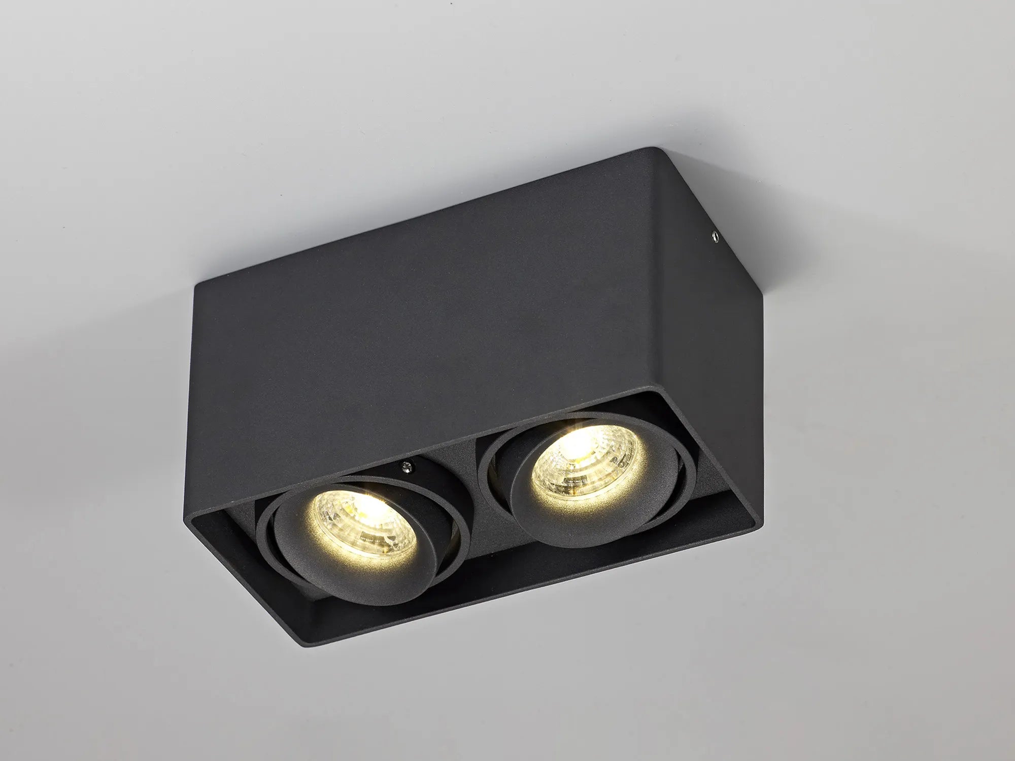 Stom Adjustable Square Spotlight, 1/2 Light GU10, Sand White/ Black Finish