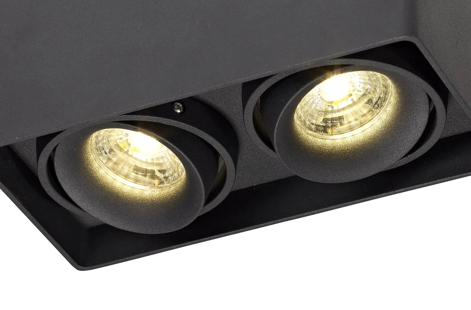 Stom Adjustable Square Spotlight, 1/2 Light GU10, Sand White/ Black Finish