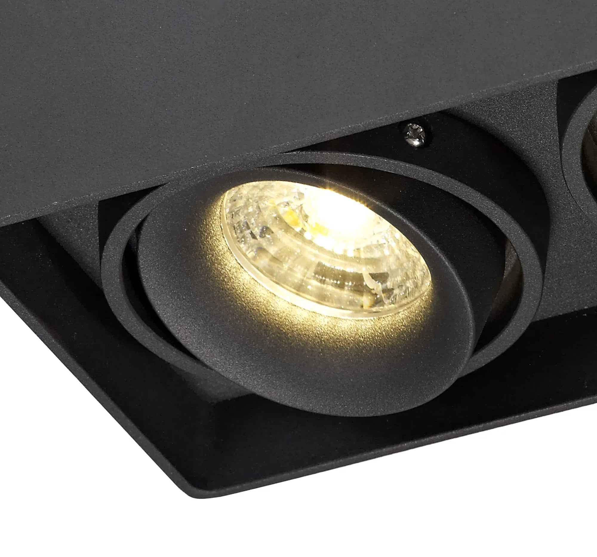 Stom Adjustable Square Spotlight, 1/2 Light GU10, Sand White/ Black Finish