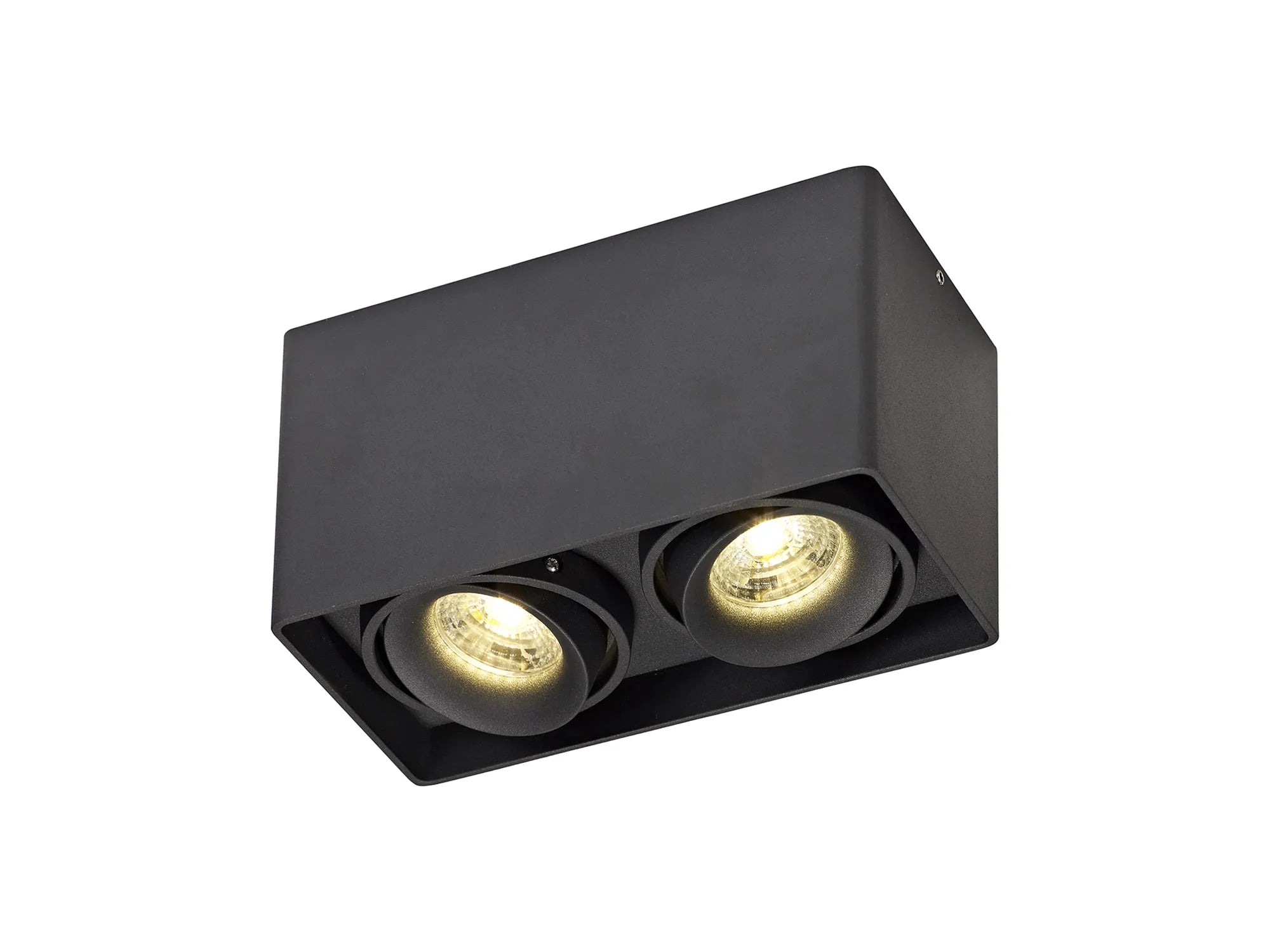 Stom Adjustable Square Spotlight, 1/2 Light GU10, Sand White/ Black Finish