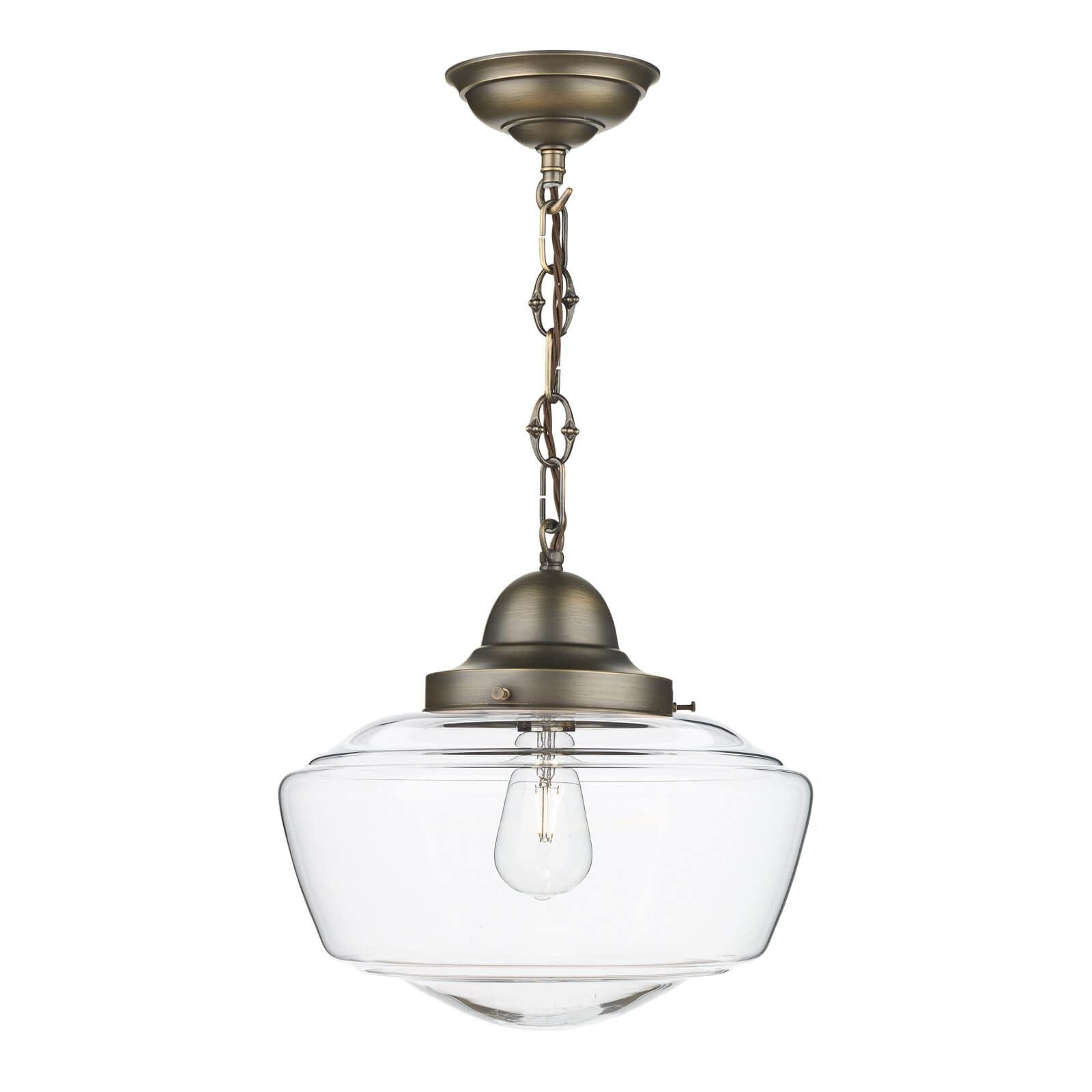 Stowe single pendant in antique brass/Satin Chrome with clear/Opal/Smoked Glass