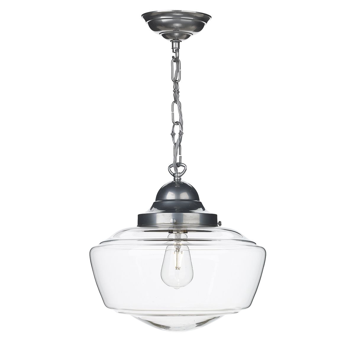Stowe single pendant in antique brass/Satin Chrome with clear/Opal/Smoked Glass