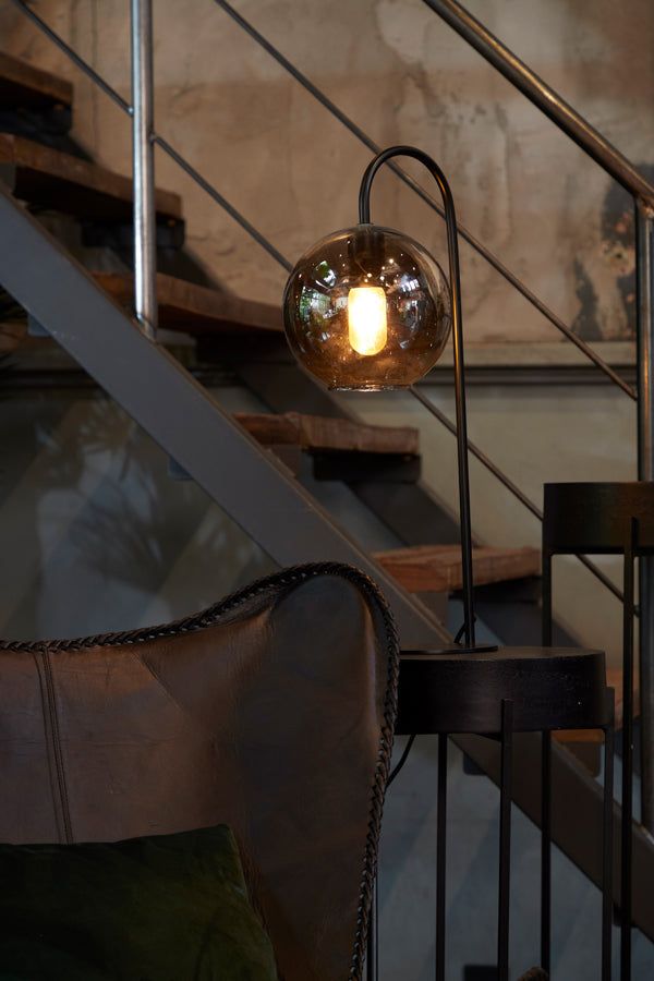 Subar Table Lamp - Smoked Glass & Matt Black Finish