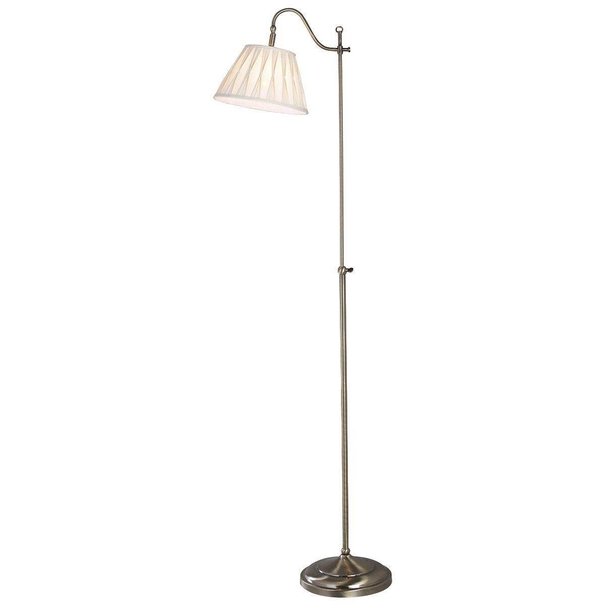 Dar Suffolk Floor Lamp Rise & Fall Antique Brass Ca Shade - Cusack Lighting